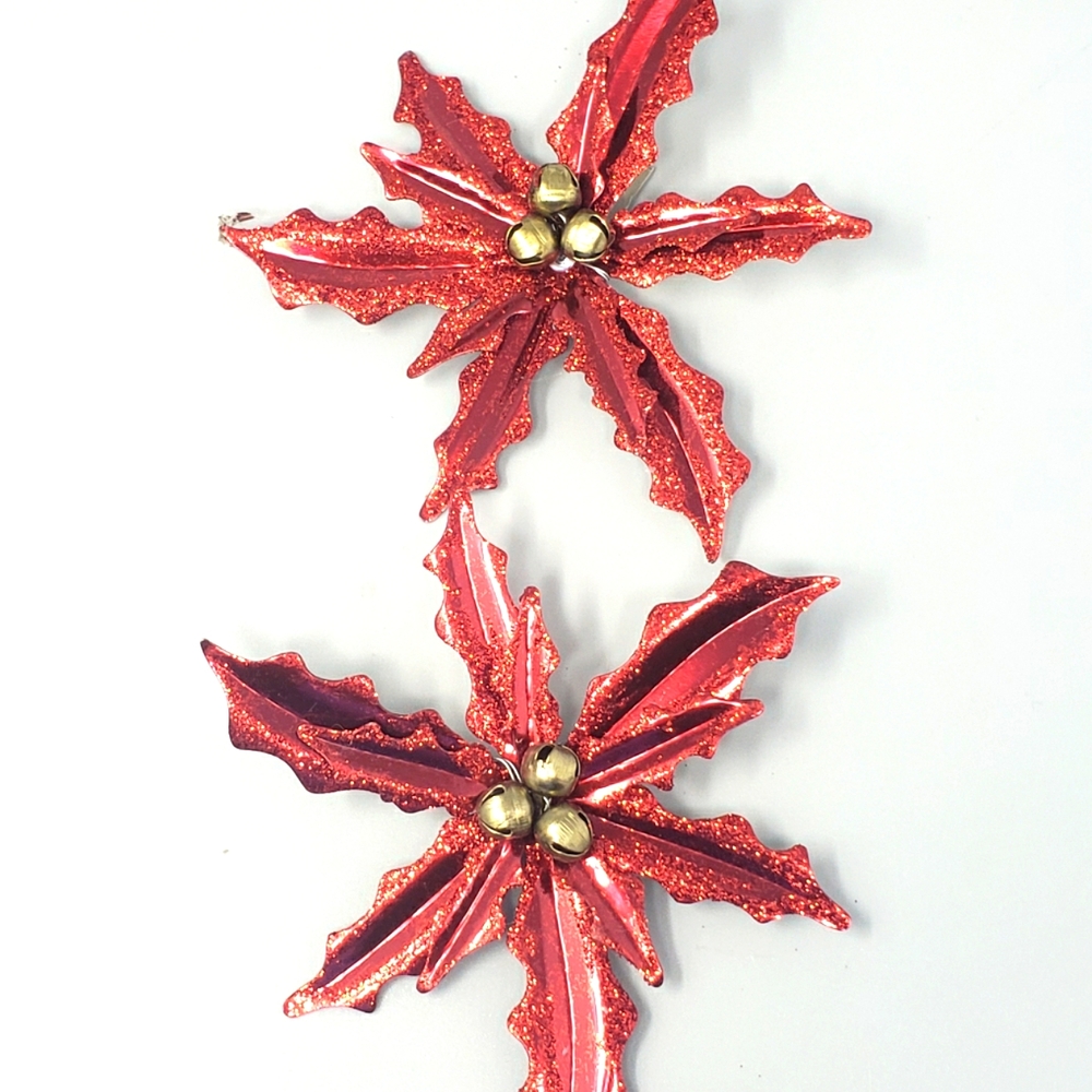 Set Of 2 Christmas House Holly Ornaments